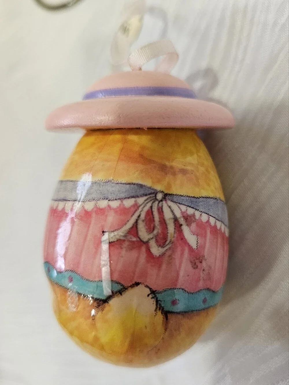 Vintage Paper Mache Chicky Easter Egg Ornament